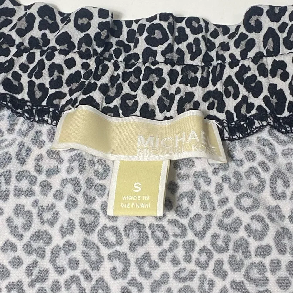Michael Kors Ruffle Neck Sleeveless Animal Print Blouse Women's Size Small